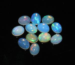 โอปอลเอธิโอเปียธรรมชาติคุณภาพสูง 12 เม็ด ขนาด 7x9 มม. รูปทรงวงรี สีเวโล แบบหลวม สำหรับทำเครื่องประดับ พร้อมคุณสมบัติการเปลี่ยนสี/เปล่งไฟ - Product Image 6
