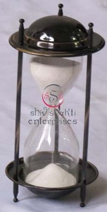 Marine Hourglass Collectible Gift Nautical Brass Black Polish White Sand Home Office Decor Hourglass <b>Vintage</b> Sand Timer - Product Image 4