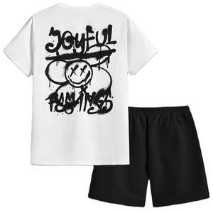 Conjuntos de camiseta y pantalones cortos de algodón de estilo vintage de verano para hombre Estampado gráfico DTG de gran tamaño Transpirable y formal - Product Image 1