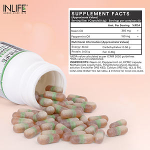 Meilleures ventes de capsules d'huile de neem et de menthe poivrée Soutien digestif naturel pour adultes Revêtement entérique Sans danger pour les femmes enceintes - Product Image 4