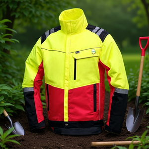 Chaqueta de Protección Forestal Cómoda en Amarillo/Rojo Neón para Guantes de Jardinería y Equipo de Protección - Product Image 3