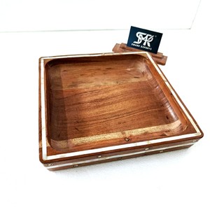 Plateau décoratif en bois de qualité supérieure avec incrustations de nacre pour la décoration et le rangement modernes de la maison - Product Image 6