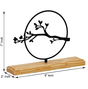 AK Laiton De Luxe Décoratif Artefact En Métal De Table Noir Poudre Enduit Finition Avec Base En Bois Pour Salon Décor - Product Image 4