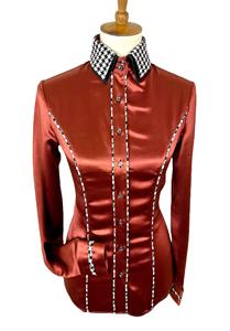 Camisa de espectáculo occidental de vaquera hecha a mano en tela de tafetán elástica - Product Image 3