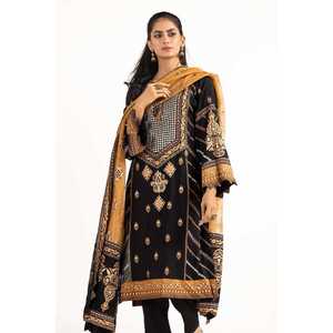 Robe en soie crêpe imprimée au bloc Tehwaar - Comprend chemise, pantalon et dupatta avec design unique WGK-RSW-SP-1987s - Product Image 5