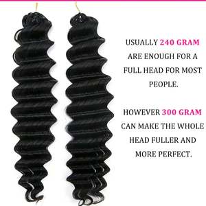 Extensions de cheveux indiens Remy Kbeth Deep Wave Knotless 1B pré-séparées pour crochet, ligne Feather Line, 100 % bouclés profonds, compatibles permanente - Product Image 6