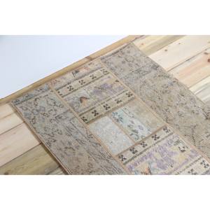 พรมวิ่งสไตล์ตุรกี ขนาด 2.3x5.9 ฟุต (70x180 ซม.) ลายปะติดสีเบจลายดอกไม้สไตล์วินเทจ - Product Image 5