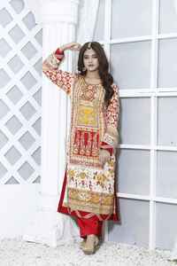 SSumaira Collection 3 pièces filles Salwar robe de mariée prête à porter sérigraphié travail manuel avec Gotta Sitara perles Naqshi - Product Image 5