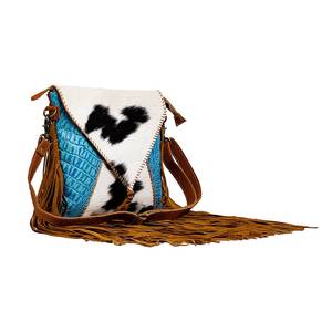 Bolso bandolera de cuero genuino con estampado de cocodrilo, hecho a mano, estilo bohemio occidental azteca, para mujer, con aspecto vintage y diseño boho. - Product Image 2