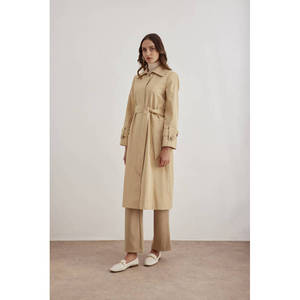 Gabardina Casual de Corte Holgado Color Camel para Otoño - Product Image 3
