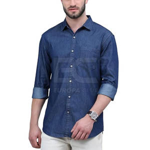 Camisa de Mezclilla para Hombre, Última Moda, Personalizada, de Buena Calidad, Manga Larga, Corte Ajustado - Product Image 1