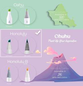 Juego de Marcadores de Doble Punta <span class=keywords><strong>Ohuhu</strong></span> de 48 Colores Pastel, Serie Honolulu Sweetness Illustration - Pincel y Punta Biselada - Tinta Recargable a <span class=keywords><strong>Base</strong></span> de <span class=keywords><strong>Alcohol</strong></span> - Product Image 3