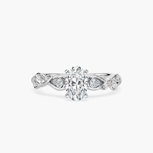 1.10 CTW Oval Cut Lab Grown Diamond <b>Vintage</b> Engagement <b>Ring</b> Leaf & Vine Design IGI Certified 14K Solid <b>Gold</b> Bridal <b>Ring</b> - Product Image 1
