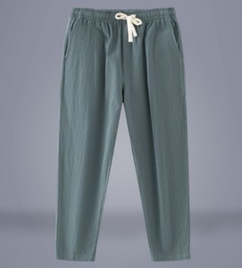 Nouveautés Printemps Été Hommes Casual Cordon Solide Couleur Coton Lin Pantalon Tendance Pantalon - Product Image 5