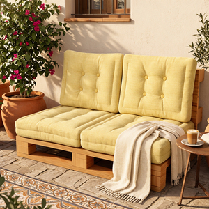 4 Cuscini Indipendenti per Divano da Giardino, 80x60 cm Seduta, 50x60 cm Schienale, Spessore 12 cm, Resistenti per Uso Esterno - Product Image 2