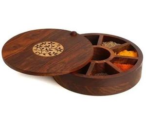 Caja de madera para especias con tapa, almacenamiento doméstico de madera sólida para cocina, la mejor calidad, 100% - Product Image 1