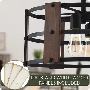 Cage en fer enduit de poudre noire au design moderne de luxe avec suspension en bois Offre Spéciale luminaire en métal pour bureau à domicile - Product Image 2