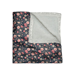 Couverture en velours écrasé Élégance Fleur de Cerisier, Literie de luxe en flanelle Raschel et lin, Chaude pour l'hiver, Imprimé recyclé, Épaisse et élégante pour lit - Product Image 1