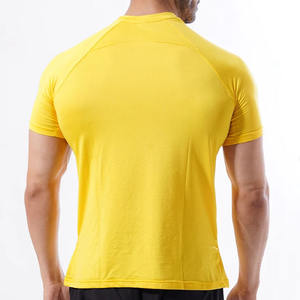 T-shirt d'été en maille de fitness à motif solide pour hommes 280 grammes tricoté en polyester/coton Design formel - Product Image 4