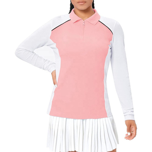 Polos de manga larga transpirables para mujer, camisetas con botones y logotipo personalizado, jersey de trabajo de tenis con patrón sólido, venta al por mayor - Product Image 1