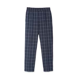 Pantalon décontracté pour homme Bryan à carreaux marine, taille élastique, 100 % coton, logo personnalisable, fermeture éclair, coupe droite, taille XL - Product Image 1