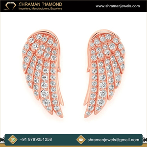 Pendientes de Diamante Moissanita con Diseño Moderno de Ala de Ángel, Oro Sólido de 14K, 1.97 CT, 9.31 Gramos, Alta Calidad, para Mujer, Regalo de Boda - Product Image 5