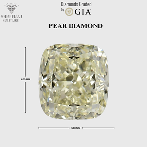 เพชรสีเหลืองอ่อนธรรมชาติ ระดับความสะอาด VVS1/VVS2 น้ำหนัก 1.00 กะรัต ทรงคุชชั่น สำหรับทำเครื่องประดับ จากอินเดีย ยี่ห้อ SHREERAJ - Product Image 4