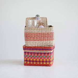 Seagrass <b>boxes</b> office home <b>decor</b> <b>lid</b> containers eco friendly oval sea grass storage box container - Product Image 3