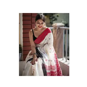 Chất Lượng Tốt Mềm Mại Và Thoải Mái Bông Jamdani Saree Cho Deepawali Đặc Biệt Bông Saree Cho Cô Gái Xinh Đẹp Có Sẵn Tại Bán Buôn