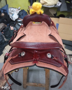 Sillín de cuero genuino hecho a mano con diseño personalizado, sillín Western Roping Ranch Cutting Pleasure Trail a precio barato - Product Image 5