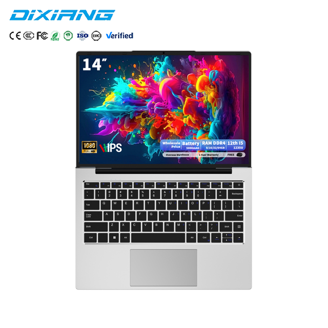2026 DIXIANG New Arrival 14 Inch Laptop Intel Core I5 1235U High Quality Wireless Gaming Business Notebook Wholesale EU English