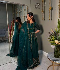 Vestido de Fiesta de Seda para Mujer, Diseño de Diseñador, con Pantalón y Dupatta - Product Image 5