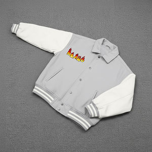 Veste d'hiver de haute qualité 100% laine, imperméable, à capuche, manches contrastées, fermeture éclair sur le devant, style streetwear, pour hommes - Product Image 1