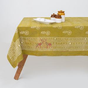 Nouveauté : Nappe rectangulaire en coton Dabu imprimée au bloc, motif floral, au meilleur prix pour la maison - Product Image 3