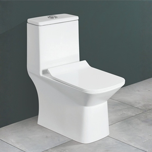 Inodoro Cruz Contemporary de una pieza alargado, montado en el suelo, con sifón en S/P, doble salida, ecológico, fácil de limpiar, de cerámica vitrificada, para baño, India 5 - Product Image 3