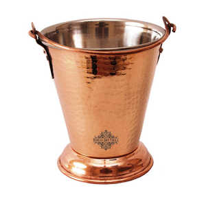 Cubo de diseño martillado de acero y cobre Indian Art Villa - Product Image 6