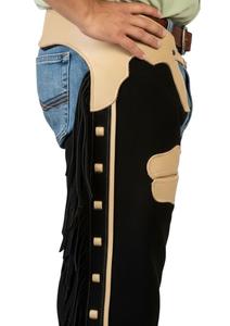 Chaparreras de Motocicleta de Cuero Vacuno de Alta Resistencia, Estilo Occidental Clásico, Transpirables, Impermeables, Resistentes al Viento, con Flecos y Estampados Deportivos - Product Image 4