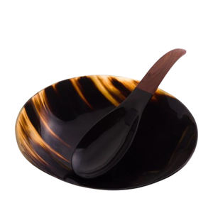 Impressionnant matériel de corne forme ronde fait à la main servant des collations de fruits bol de couleur noire bols gratuits en céramique - Product Image 3