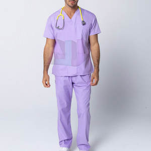 ชุดสครับผ้าคอตตอนยืดหยุ่น ระบายอากาศได้ดี แห้งเร็ว ทรงกระชับ เหมาะสำหรับใช้ในโรงพยาบาล สำหรับผู้ชาย - Product Image 1