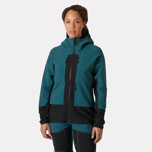 Veste Softshell pour femme vert foncé Odin Backcountry manches longues coupe-vent respirant imperméable pour l'usine de course en plein air - Product Image 1