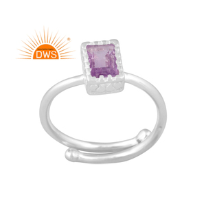 Latest Design Fine Sterling Silver Natural Pink Amethyst Gemstone <b>Adjustable</b> <b>Ring</b> Jewelry Manufacturer - Product Image 1