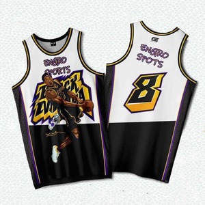 Directamente de la marca Engro Sports Custom Reversible Black Purple-Gold Sublimación de doble cara Traje de baloncesto Jersey - Product Image 6