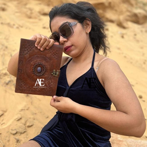 New Real Hand Tooled Leather Clasp Lock Journals With Semi Precious Stone Boho Traditional Vintage Leather Lock <b>Travel</b> Journal - Product Image 1