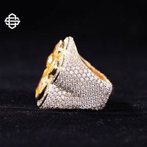 Hiphop Iced Out Moissanite <b>Ring</b> Yellow Gemstone <b>Cross</b> Design Men's Luxury Bling <b>Ring</b> Custom Gold Plated Statement Jewelry - Product Image 4