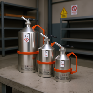 Burkle GmbH, bidons de sécurité en acier inoxydable pour le transfert de produits chimiques et d'huiles, équipement et accessoires de lutte contre l'incendie - Product Image 3