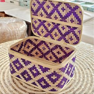 Handwoven Bamboo Gift <b>Hamper</b> <b>Box</b> Set with Lid Eco Friendly Storage and Ramadan Gift Packaging Viettimecraft Wholesale - Product Image 3