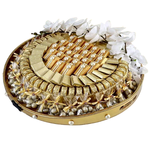 Plateau à chocolat en métal doré durable et écologique Porte-dessert de qualité élégante pour mariages et célébrations - Product Image 1