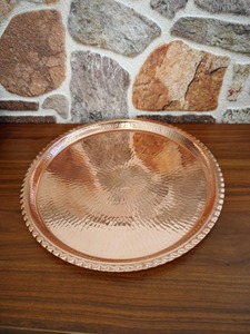 Bandeja Redonda Clásica de Cobre con Acabado Martillado, Ideal para Reuniones Festivas, Entretenimiento en el Hogar y Uso en Ocasiones Especiales - Product Image 6