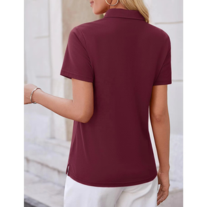 Hot Selling Women Casual for Shirt Knitted Breathable Eco-Friendly Comfortable Cotton Blend Short Sleeve OEM ODM Manufacturer - Product Image 3