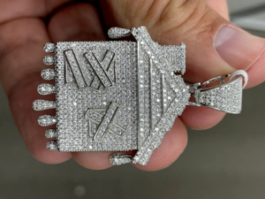 Dijes Personalizados con Forma de Letra para Hombre, en Plata de Ley Chapada en Oro Blanco de 14K, con Diamante Real de 2.00 Ct, para Fiestas - Product Image 2